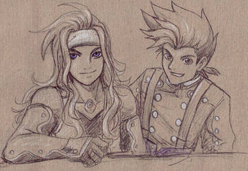 Zelos and Lloyd :Ink: by JereduLevenin