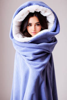 Girl wrapped in plush fleece blankets #10