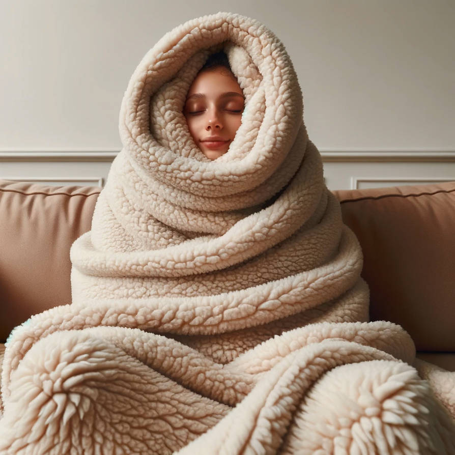 Girl wrapped in cozy fluffy sherpa blankets by hvhvmx on DeviantArt