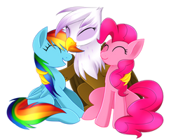 Rainbow, Pinkie and Gilda
