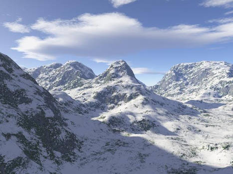 Some mountains with snow