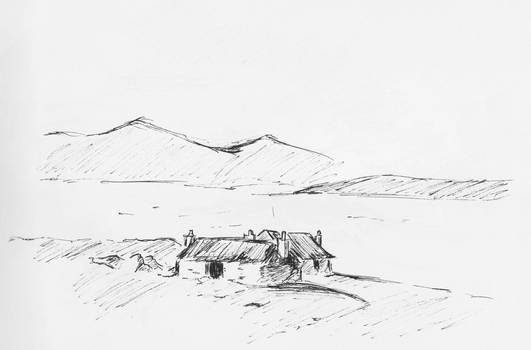 Stone Houses Pen Sketch