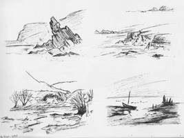 Four Landscape Pen Sketches