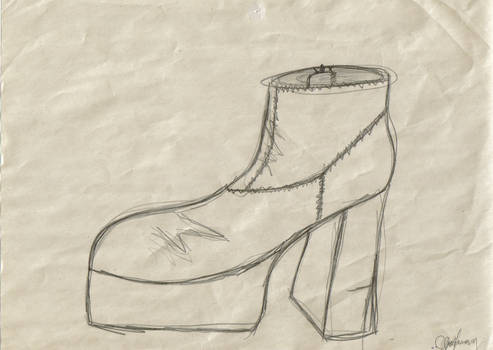 Contour Line Drawing of a Boot