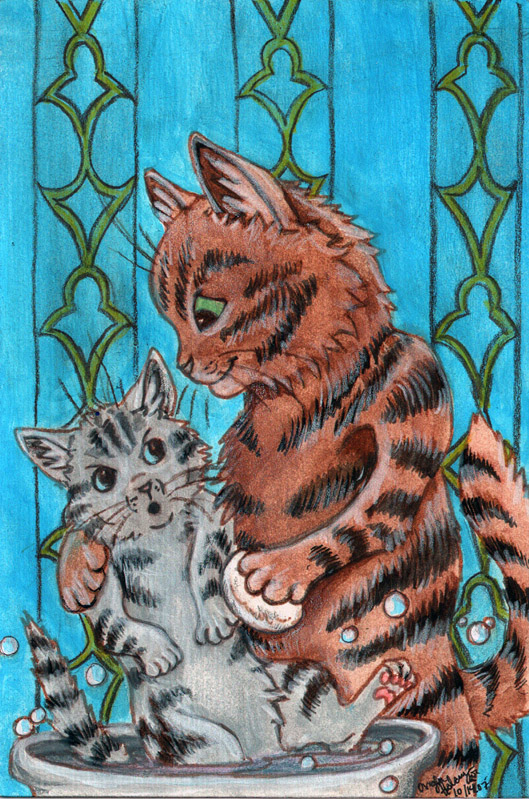 Bath Time: Louis Wain Tribute