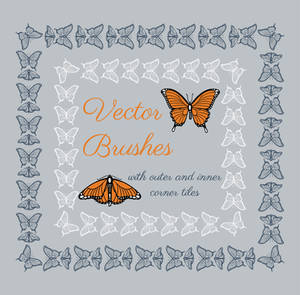 Hand drawn vector brushes with inner and outer cor