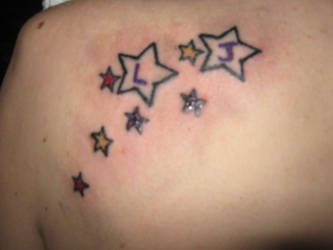 'J' 'L' in stars tattoo