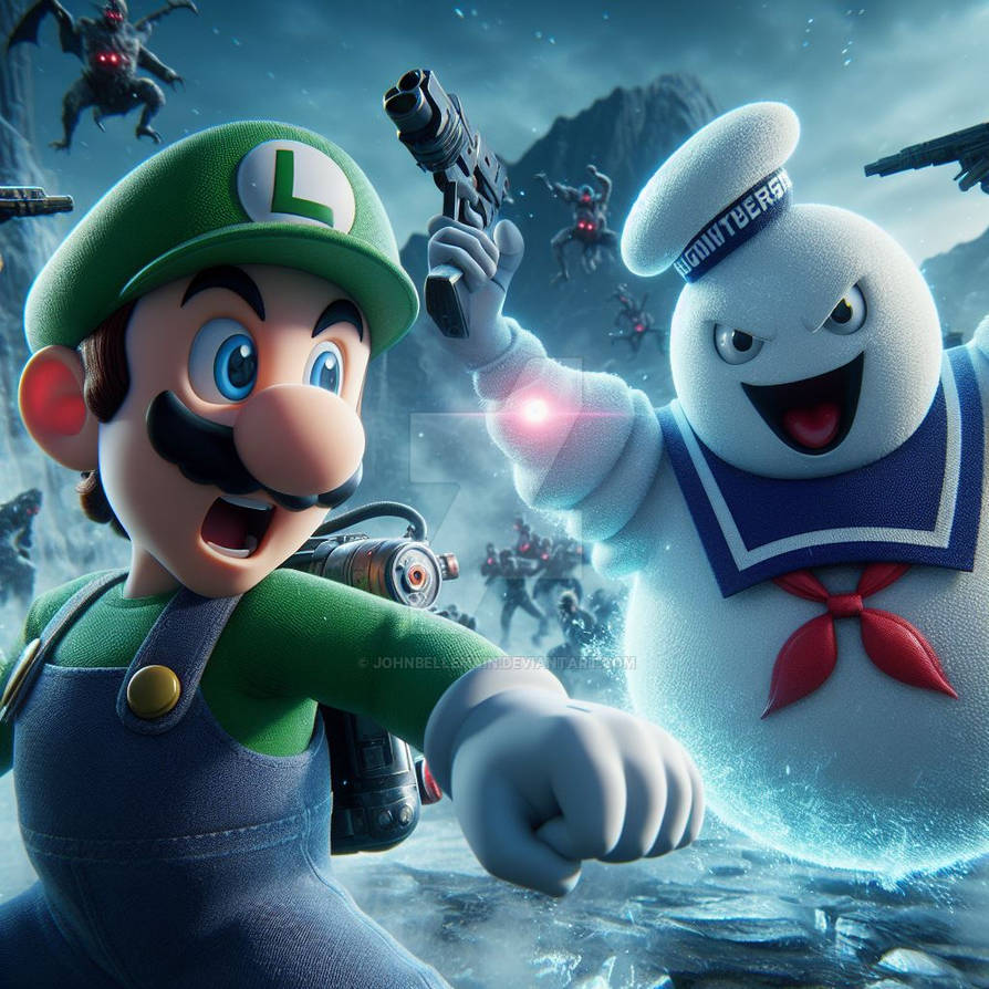 Mario Busters Luigi x Mario - Ghostbuster Mashmallow by JohnBellemain on DeviantArt