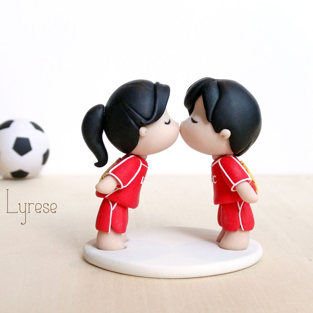 Commission: Liverpool handmade couple cake topper