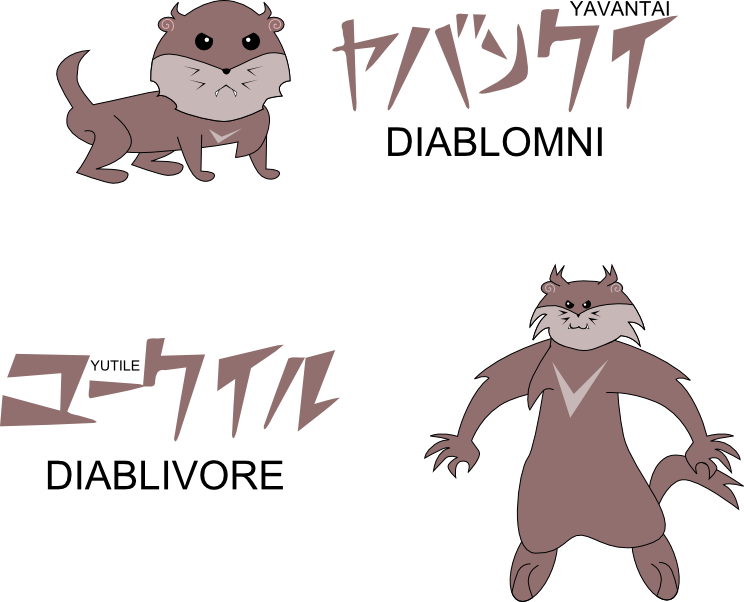 Tasmanian Devil Pokemon - Diablomni and Diablivore