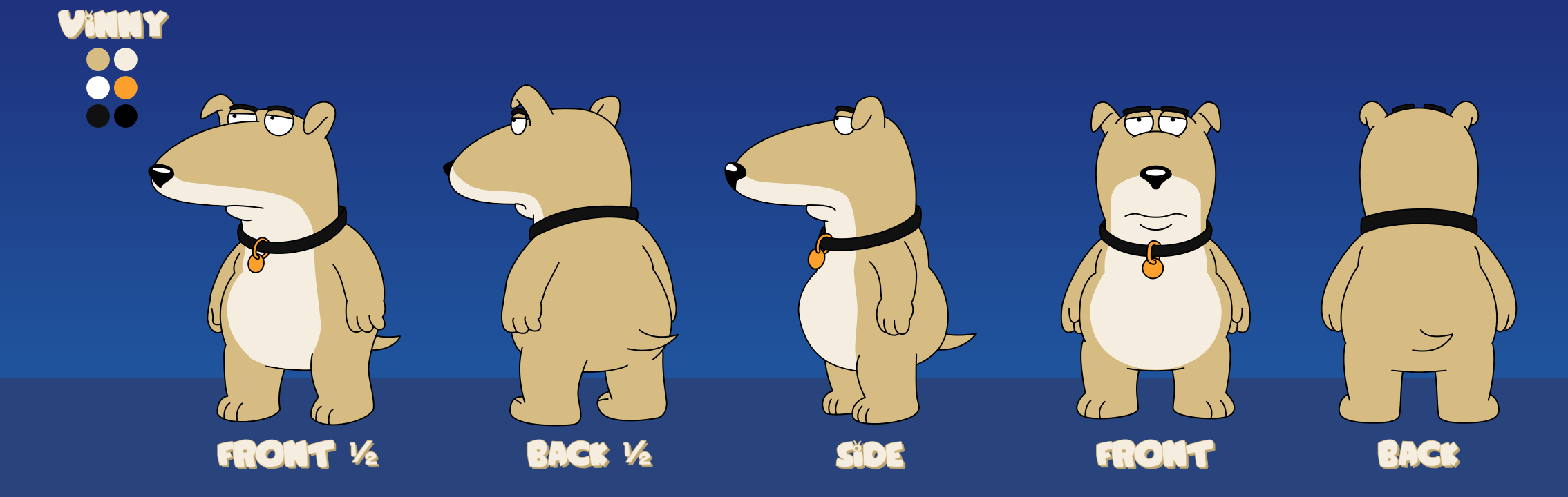 Vinny reference sheet (traced from the original)