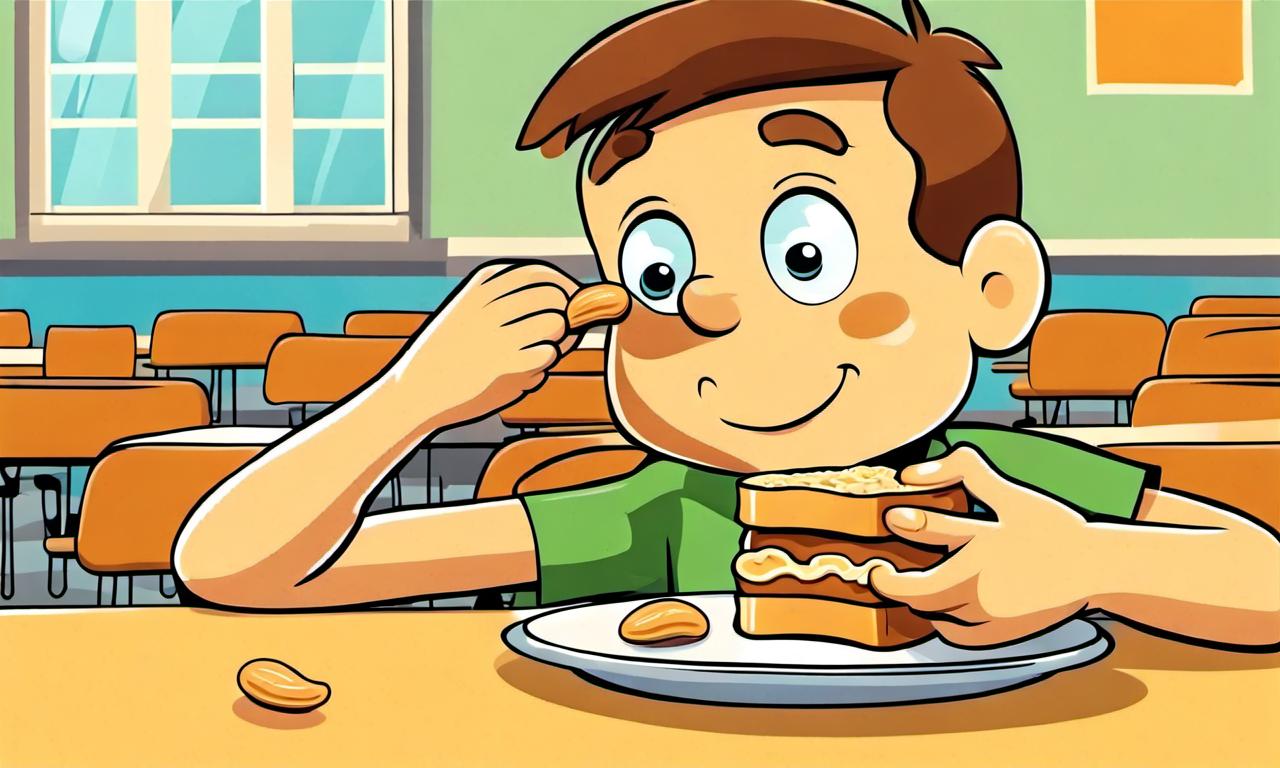 A kid eating a peanut butter sandwich (2)