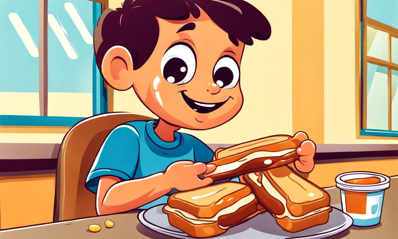 A kid eating a peanut butter sandwich (3)