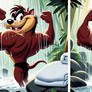 Taz flexing under a waterfall 2 - two versions