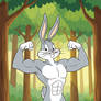 More shots of Bugs Bunny flexing in a forest