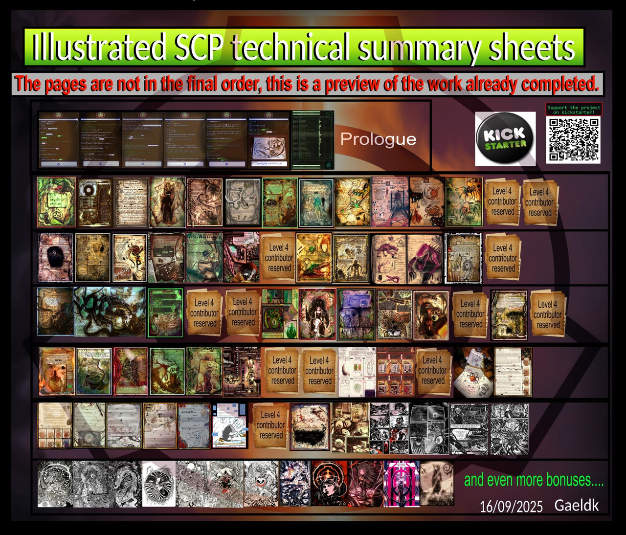 Kickstarter SCP Technical Summary Sheets