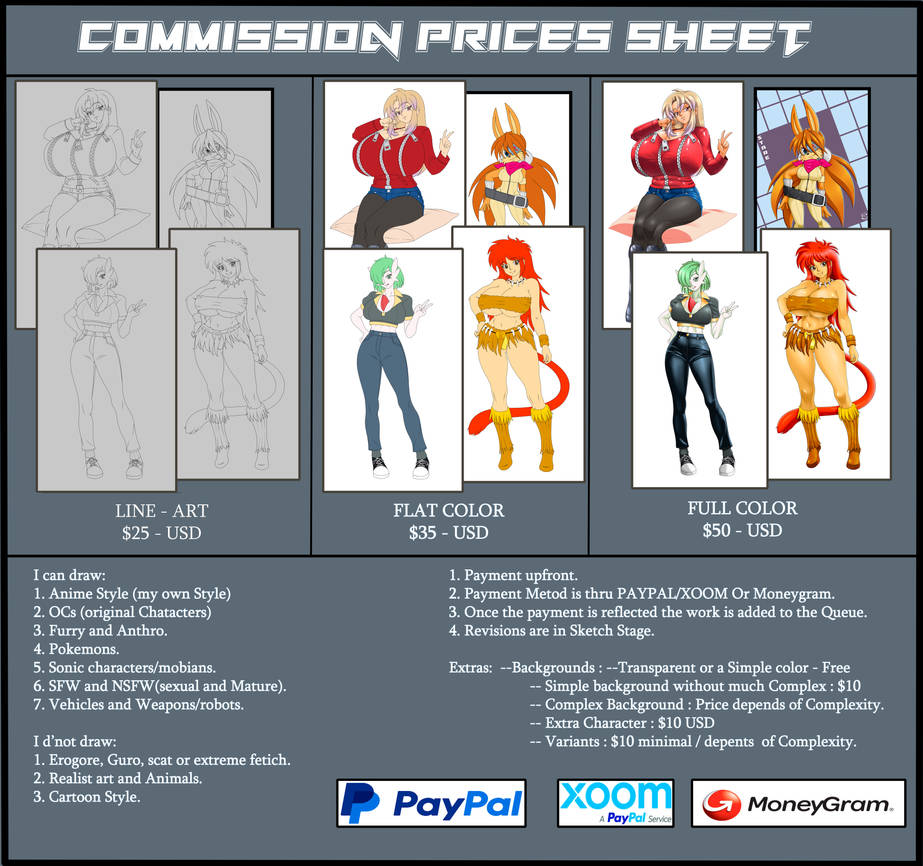 Commission Prices Sheet 2023