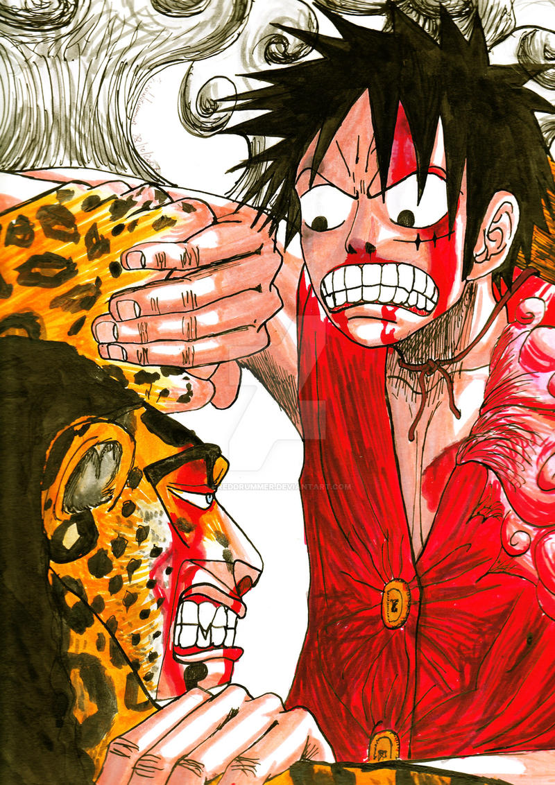 Rob Lucci Vs Luffy Manga Luffy Vs Lucci -With colors- by Freddrummer on DeviantArt