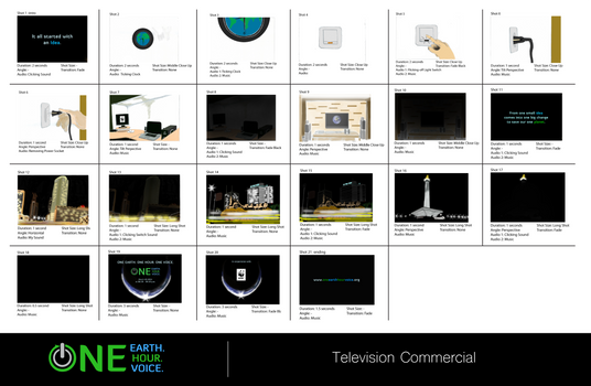 TVC Storyboard ONEEarth.ONEHour.ONEVoice