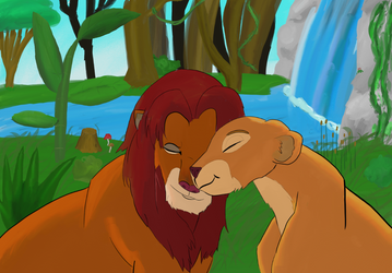 Simba and Nala (with a background)