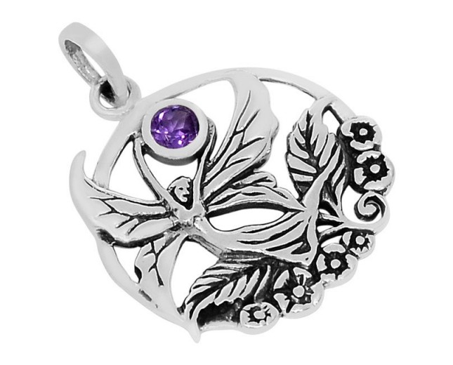 Handmade 925 Sterling Silver Fairy Amethyst Pendan