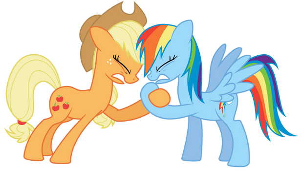 Applejack and Rainbow Dash Hoof Wrestling