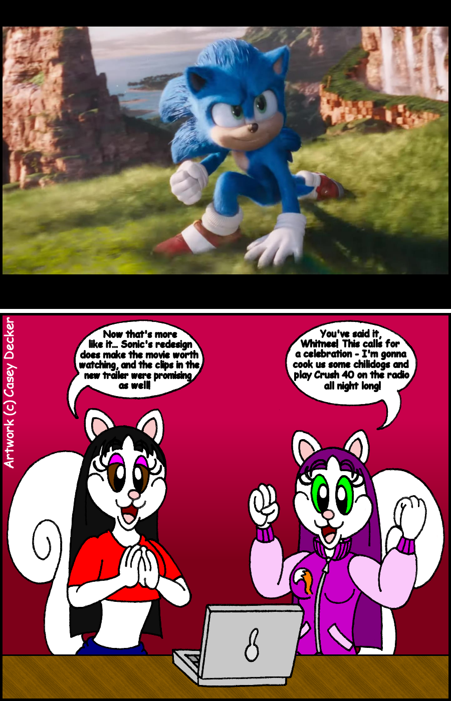 Sonic and Freddy watching Sonic the Hedgehog 2 by dEEEEEES -- Fur