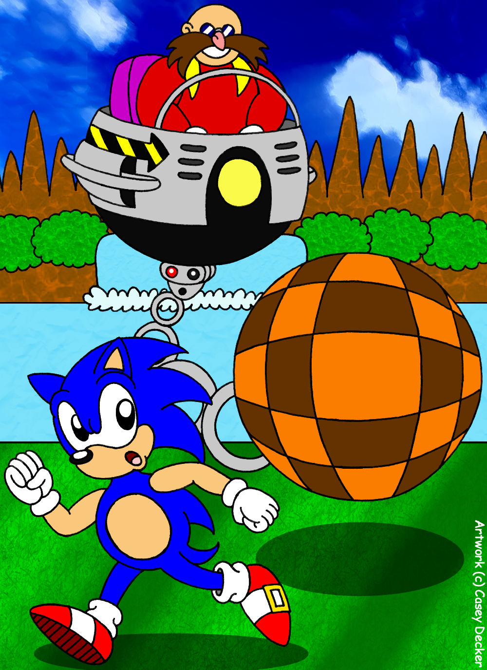 Sonic green hill zone background mountain waterfall