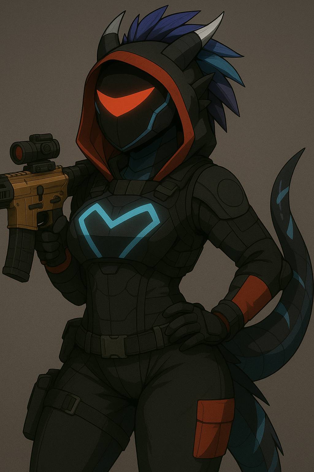 Female Protogen Blue AI Generation of a Female Protogen 2 by GradientTheProtogen on DeviantArt