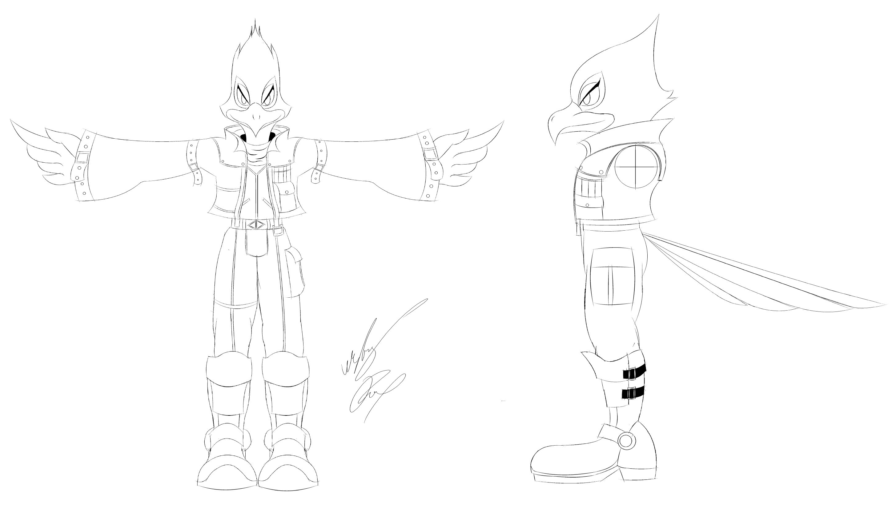 SSBB Falco Lombardi Line Art