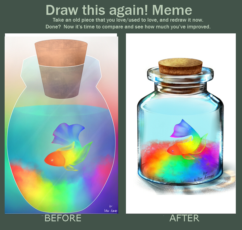 botttle of rainbow (before and after meme)