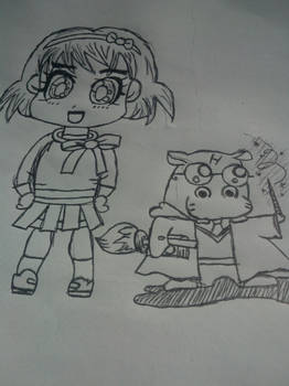 Chibi Girl and Hippo Magician