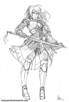 Female Warrior Fate - Lineart