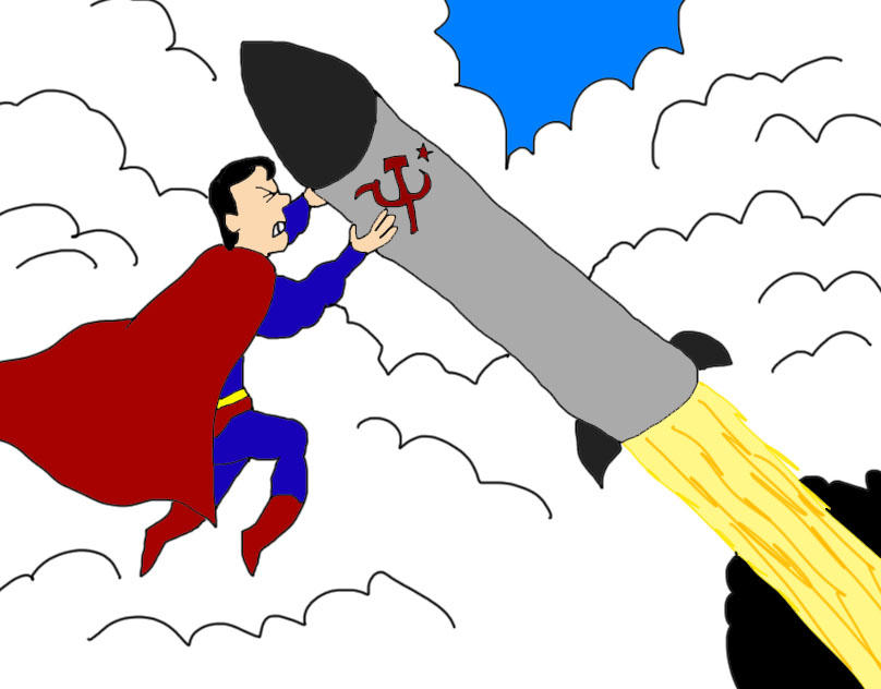 Superman deflecting a Soviet nuclear missile by andyrey38 on DeviantArt