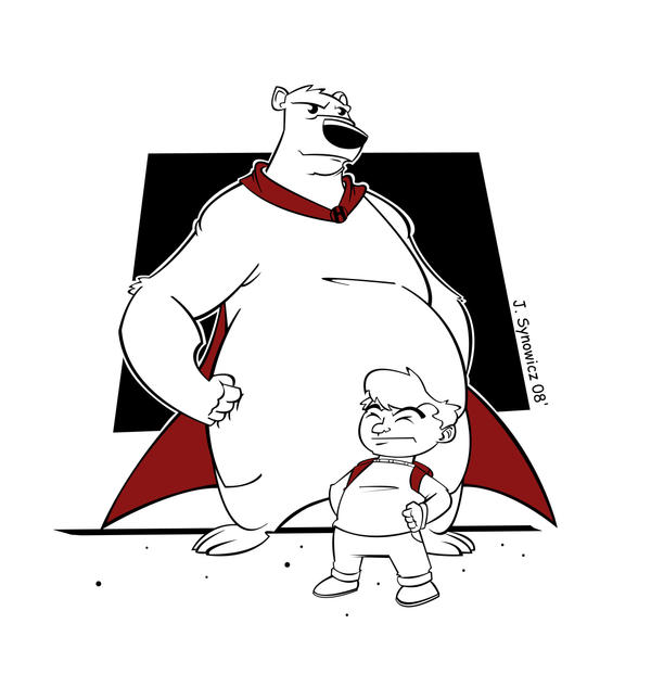 Hero bear and the kid.