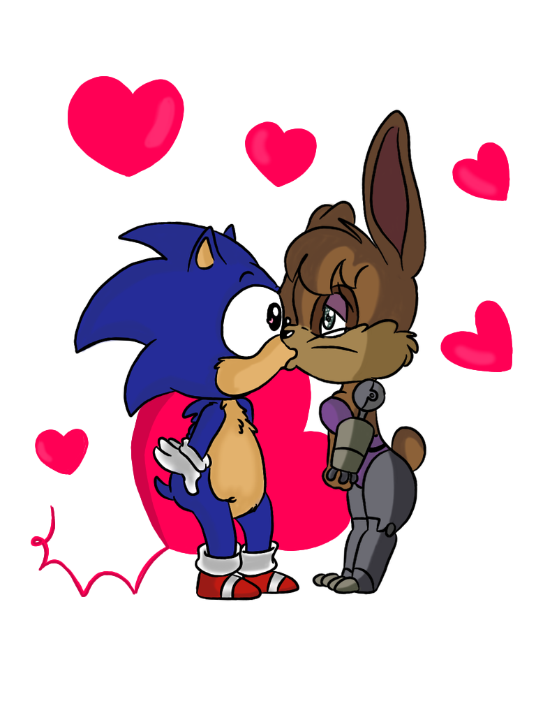 REQUEST-Sonic and Bunnie kiss