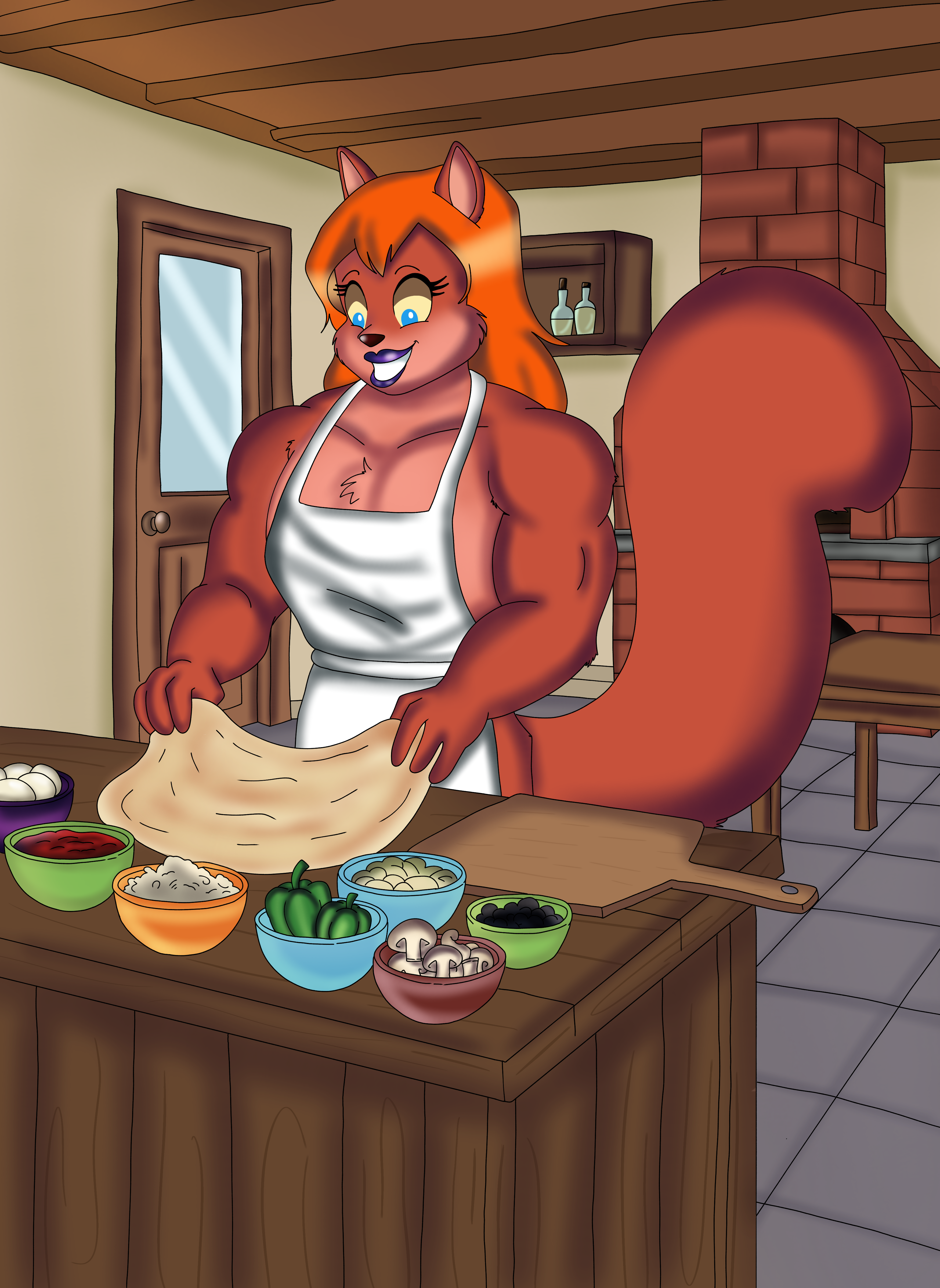 Mira Nova making pizza