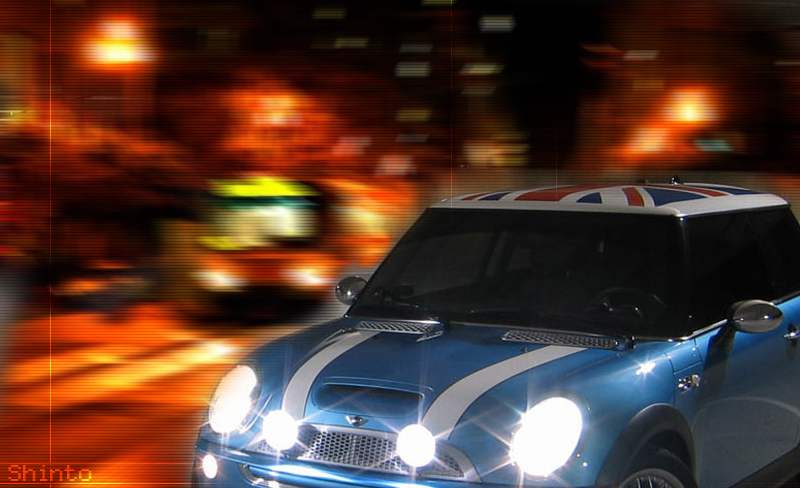 Mini Cooper at Night