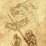 Rhaenys, Visenya, and their dragons (Early sketch)