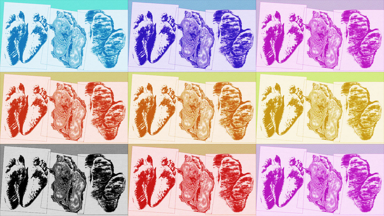 Man Feet Sketches as Pop Art