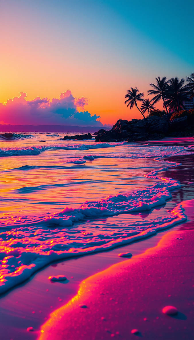 A lovely beach scene at the golden hour, with gent