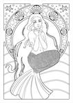 Art Nouveau Mermaid Lineart by MiraeMartin