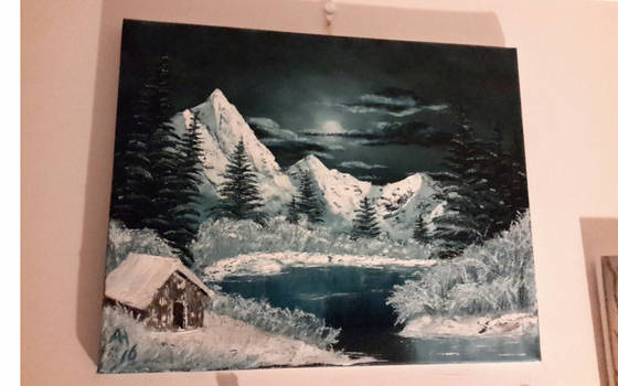 first attempt to paint moonlight with bob ross