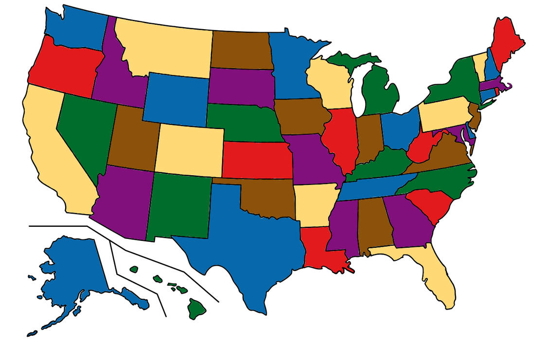 A 50 State Map that I colored in by JamesCardin95 on DeviantArt 50 States Map Edit