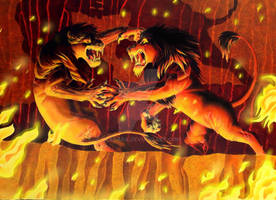 Lion King. Scar and Simba fight scene.