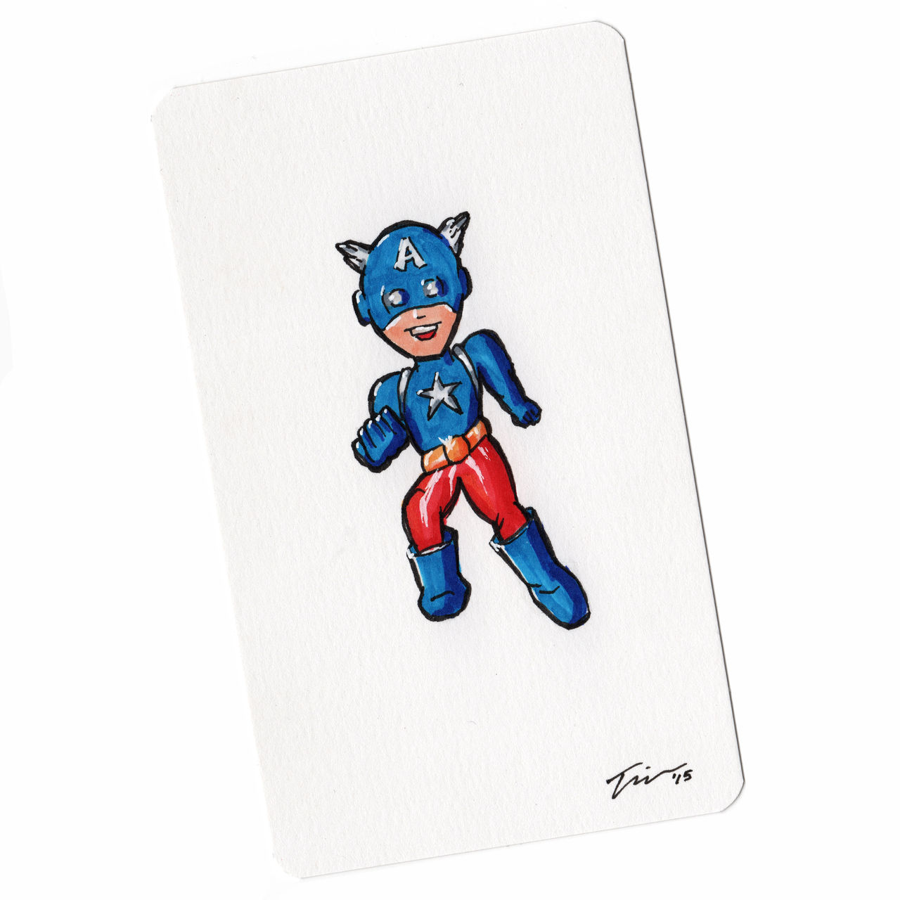 Captain America Sketchcard Mini Color by tekitsune
