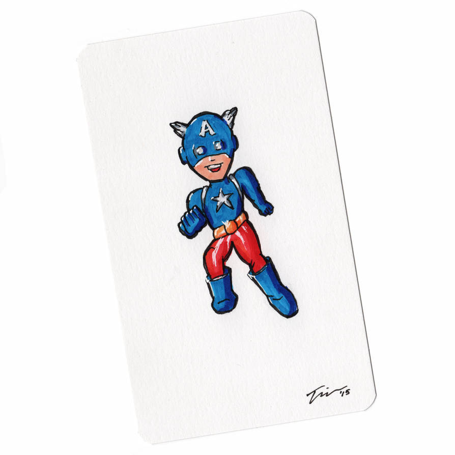Captain America Sketchcard Mini Color by tekitsune