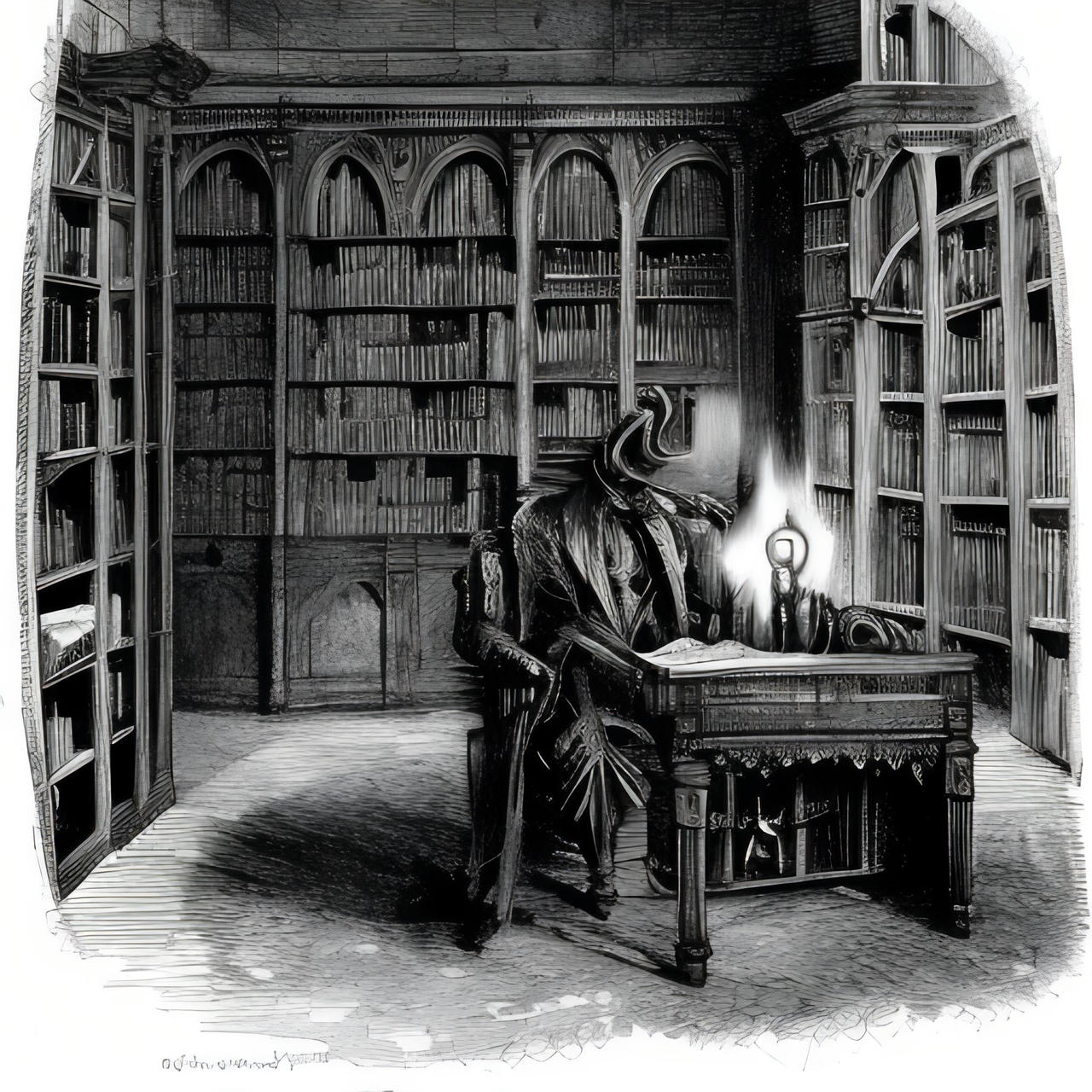 Bloodborne Hunter in Library - DreamUp Creation by hereticpilgrim on ...