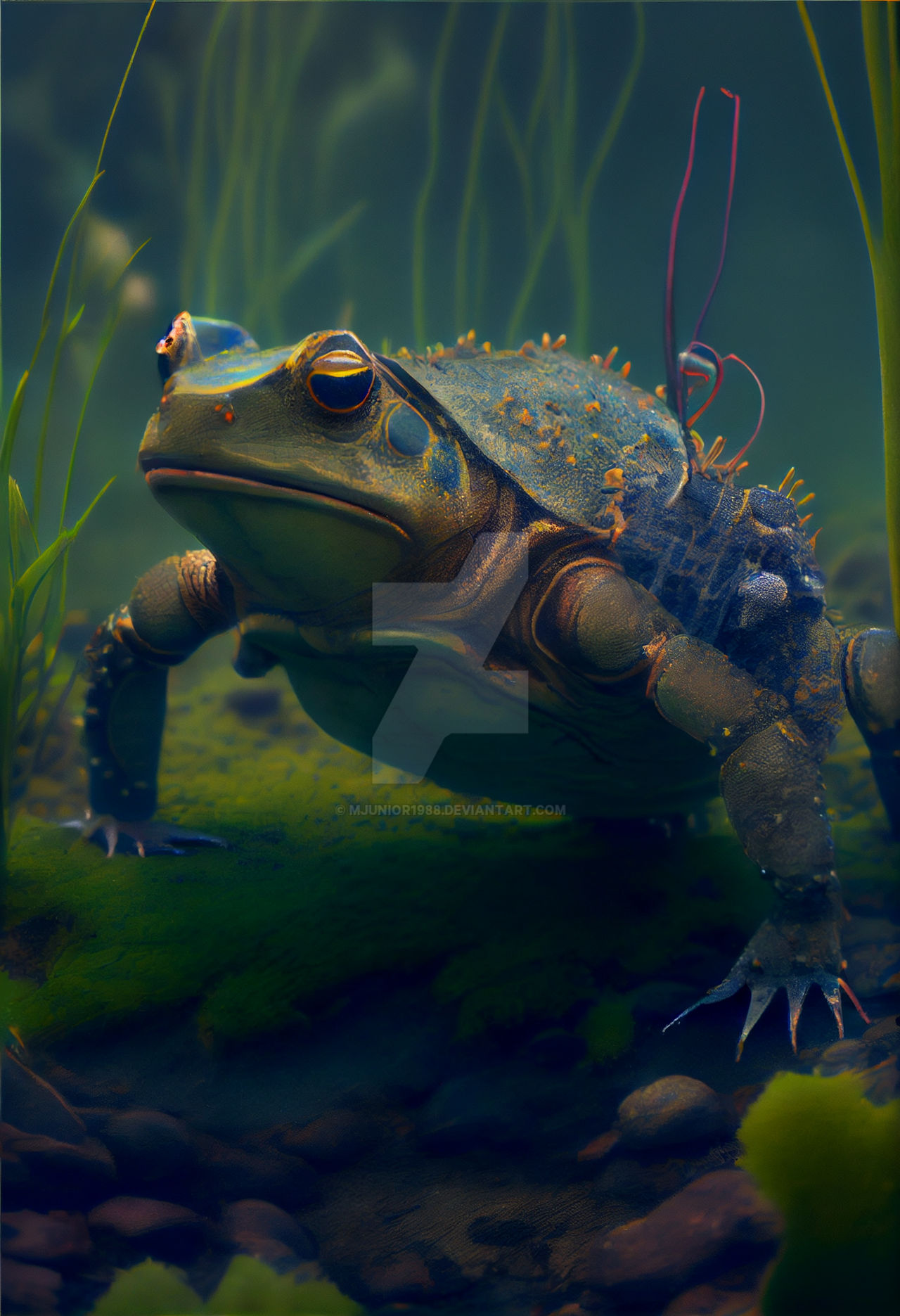 African Bullfrog hunting unterwater by Mjunior1988 on DeviantArt