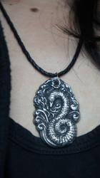 Slytherin inspired pendant in pewter